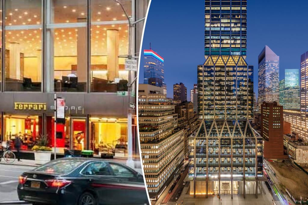 The show room in the nyc of Ferrari is moving just beyond the road