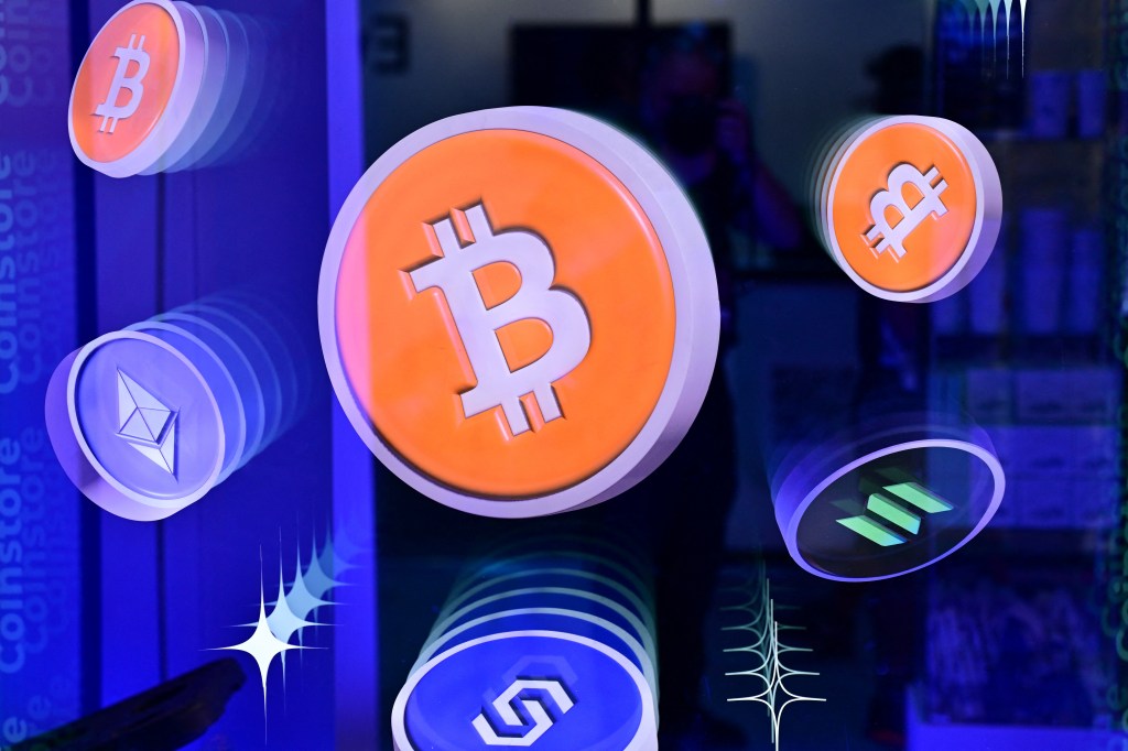Bitcoin and Cryptocurrency logos. 