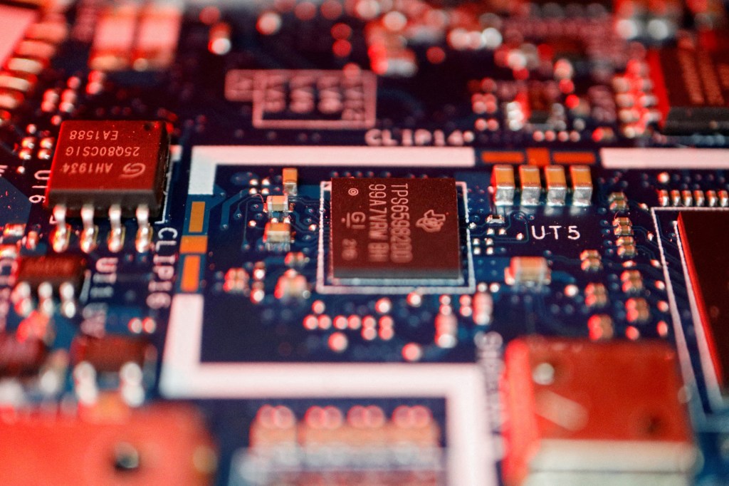 Illustration of semiconductor chips in a circuit chart.